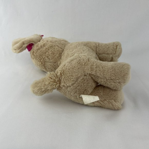 Tan Puppy Dog 10” Plush Stuffed Animal Toy w/Pink Bow Unbranded - Picture 6 of 8